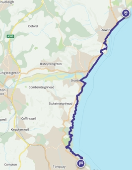Dawlish to Torquay coastal map