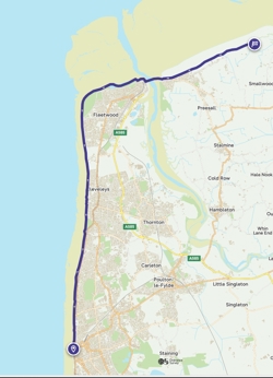 Blackpool to Pilling lane  via coast paths